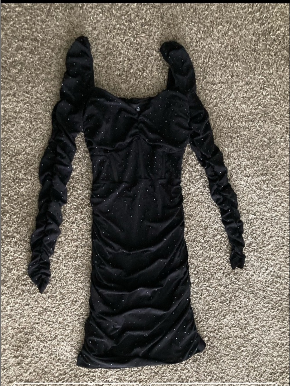 Windsor Black Rhinestone Mesh Corset Bodycon Mini Dress Size M - Picture 2 of 12